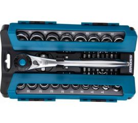 Набор торцевых головок, трещотка 120 зубьев, 36 предметов GROSS 14145 