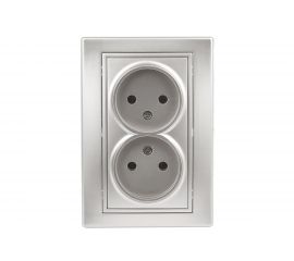 Розетка Intro 2х2P, 16А, 250В, IP20, СУ, Plano, алюминий Б0030066 