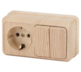 Двойной горизонтальный блок: розетка+выключатель Intro 270211 10-16А 250В, IP20, ОУ, Quadro Б0036156 