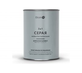 Грунт - эмаль по ржавчине Elcon 3 в 1 матовая, серая, 0.8 кг 00-00462297 