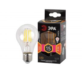 Лампа ЭРА FLED A6015W827E27, филамент, груша, 15Вт, тепл, Е27 10/100/1500 Б0046981 