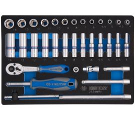 Набор шестигранных торцевых головок с принадлежностями KING TONY 1/4"" 4-14 мм, 34 предмета 2534MRV 