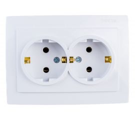 Розетка NILSON 2СП з/к белая Touran naturel 24111025 