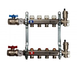 Коллектор из нержавеющей стали в сборе без расходомеров STOUT 4 выхода SMS 0912 000004 