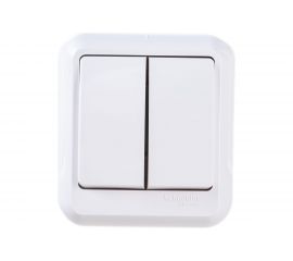 Выключатель Schneider Electric 2-клавишный ОП Прима 6А белый SchE А56-029 A56-029-B А56-029-б 