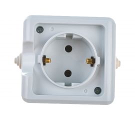 Одноместная розетка АБК-СИЛА с заземлением 16А 220В ОУ (керамика) "ПЕГАС" IP44 белая 1 шт 5402212 