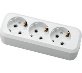 Розеточная колодка АБК-СИЛА 3 гнезда с заземлением 16А/220В белая 1 шт 5402403 