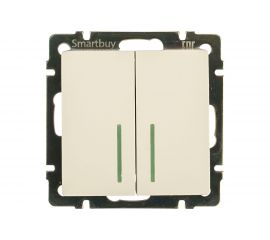 Проходной выключатель Smartbuy 2-клавишный с индикатором 10А белый Нептун SBE-05w-10-SW22-1 