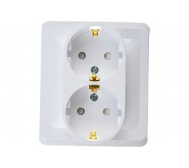 Двухместная розетка Schneider Electric СП Этюд 16А с заземлением, защитные шторки, белая SchE PC16-008B 