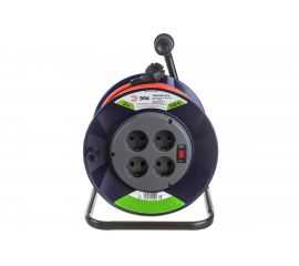 Силовой удлинитель на катушке ЭРА RPx-4es-3x1.5-40m на пластиковой катушке, c заземлением, 4 гнезда, 40м, ПВС 3х1.5 Б0046836 