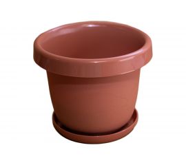 Цветочный горшок с поддонником Каменскволокно кракелюр, 2.9 л, терракот 00000037041 