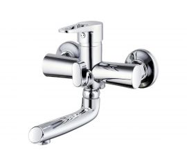 Смеситель для ванны G-lauf с литым поворотным изливом 360° и душевой лейкой, хром NUD3-A045 