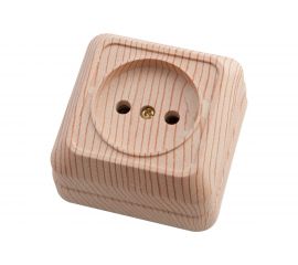 Одноместная розетка АБК-СИЛА с заземляющим контактом 16А 220В керамика "АЛЬТАИР" сосна 5400303 