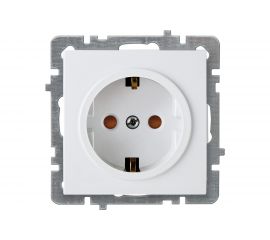 Розетка Nilson 1-местн. СУ с заз. конт. с защитной шторкой, TOURAN-ALEGRA-THOR, белый 24110419 