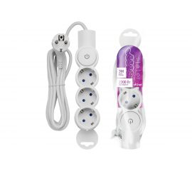 Удлинитель duwi 3 гнезда, с выключателем, с землей, со шторками, 3 м 32008 3 