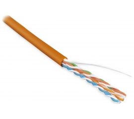 Кабель Hyperline UUTP4-C5E-S24-IN-LSZH-OR-100 (100 м) витая пара, неэкран. U/UTP, категория 5e, 4 пары (24 AWG), одножильный (solid), LSZH, оранжевый 273509 