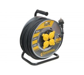 Катушка IEK УК50, с т/з, 4 места, 2Р+PЕ, 50м, КГ 3х2,5мм2, IP44, ""Professional"" WKP17-16-04-50-44 