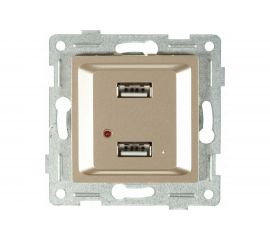 Механизм розетки GUSI ELECTRIC Ugra USB, двойной, СУ, шампань С11USB2-027 