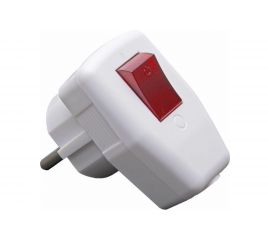 Угловая вилка STEKKER с выключателем, с заземлением, 250В, 16A, IP20, белый 39004 