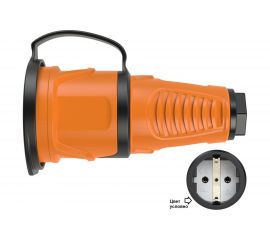 Кабельная розетка PCE 16A 220V 2P+E IP54 с крышкой, корпус оранжевый, крышка и маркер черный 2511-os 