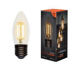 Филаментная лампа REXANT Свеча CN35 9.5 Вт 2700K E27 604-093 