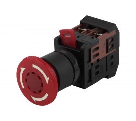 Кнопка ЭРА AE22 Грибок, с фиксацией, красная, d=22мм, 240В, 1з+1р, 10/400/3200 Б0045629 