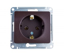 1-местный механизм розетки Schneider Electric скрытой проводки 1модуль Glossa 16А IP20 с заземлением шоколад GSL000843 