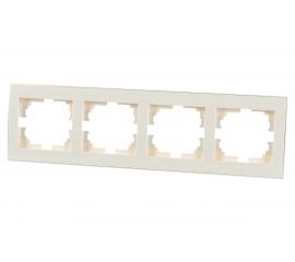 Четырехместная горизонтальная рамка LEZARD RAIN крем с бок. вст. 703-0303-149 