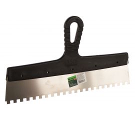 Шпатель из нержавеющей стали, 350 мм, зуб 8x8 мм, пластмассовая ручка СИБРТЕХ 85477 