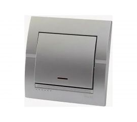 Выключатель с подсветкой Lezard DERIY серебристый металлик 702-2828-111 