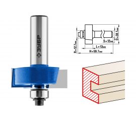Фреза фальцевая ПРОФЕССИОНАЛ (38.1х13х59.5 мм; хвостовик 12 мм) Зубр 28758-38.1-12 