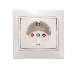 Розетка LEZARD MIRA с защитой от детей керамика крем со вставкой 701-0303-124 