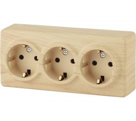 Розетка ЭРА 11-2208-11 3х2P E Schuko, 16A-250В, IP20, ОУ, Эксперт, сосна Б0020702 