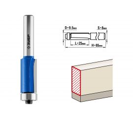 Фреза кромочная с нижним подшипником ПРОФЕССИОНАЛ (9.5х25х65 мм; хвостовик 8 мм) Зубр 28727-9.5-25 