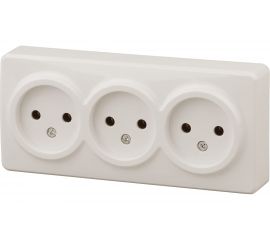 Розетка ЭРА 11-2207-02 3х2P, 16A-250В, IP20, ОУ, Эксперт, сл.кость Б0020698 