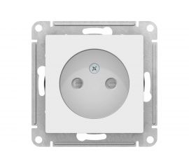 Механизм розетки Schneider Electric 1-м СП ATLAS DESIGN без заземления, защитные шторки, 16А, белый 1240151 