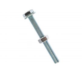 Болт Tech-Krep DIN933 с шестигранной головкой, оцинкованный М8х70 + гайка + шайба 2 шт - пакет 130187 