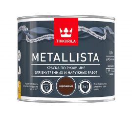 Краска TIKKURILA METALLISTA по ржавчине 3 в 1, глянцевая, коричневый 0,4л 700011743 
