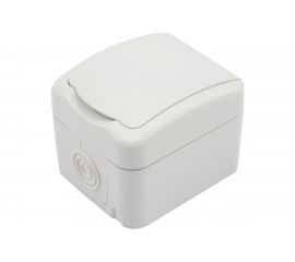 Накладная розетка с заземлением KRANZ IP54 16А белая KR-78-0604 