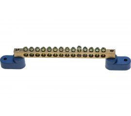 Нулевая поворотная шина на 2-х угловых изоляторах Светозар максимальный ток 100 А 5.2 мм 14 полюсов 49809-14 