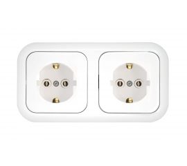 Розетка Bylectrica 2-местная СУ с заз.конт. на шинах, серия ГАРМОНИЯ, белый, РС16-349 