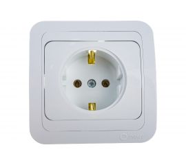 Розетка с заземлением, белая Makel Mimoza 12008 