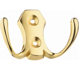 Мебельный крючок KERRON двухрожковый, латунь LT 0020 OT 