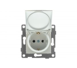 Механизм розетки GUSI ELECTRIC 1-ой с заземлением, с защитными шторками и крышкой, СУ, 16А, 250В, жемчуг С11Р91-028 