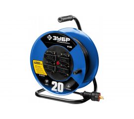 Удлинитель на катушке ЗУБР ""КГ 325"", 20 м, 4000 Вт, 4 гнезда, IP44, КГ 3х2,5 кв мм, 55079-20 