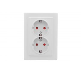 2-местная розетка EKF Минск СП 16А с заземлением, с защитными шторками, белая ERR16-128-100 