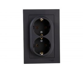 Розетка Schneider Electric AtlasDesign Карбон с/з двойная, 16А ATN001024 