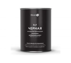 Грунт - эмаль по ржавчине Elcon 3 в 1 матовая, черная, 0.8 кг 00-00462298 