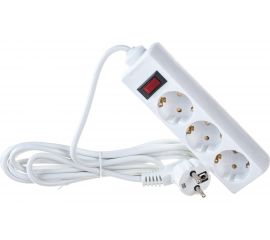 Сетевой фильтр ExeGate SP-3-3W 3евро с заземлением 3м защита от перегрузки выключатель с подсветкой белый 221181 