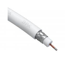 Коаксиальный кабель ЭРА RG6U, 75 Ом, CCS/, PVC, цвет белый Б0044599 
